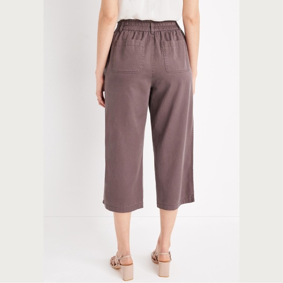 Maurices Solid High Rise Cropped Wide Leg Weekender Pant XL BNWT Brown Arrow - Picture 3 of 11